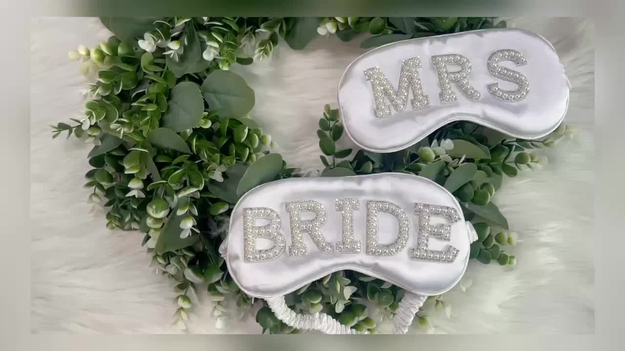 White Satin Rhinestone Eye Mask