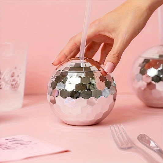 Glitz Sip Tumbler – Shiny 20oz Disco Ball Cup with Straw & Lid