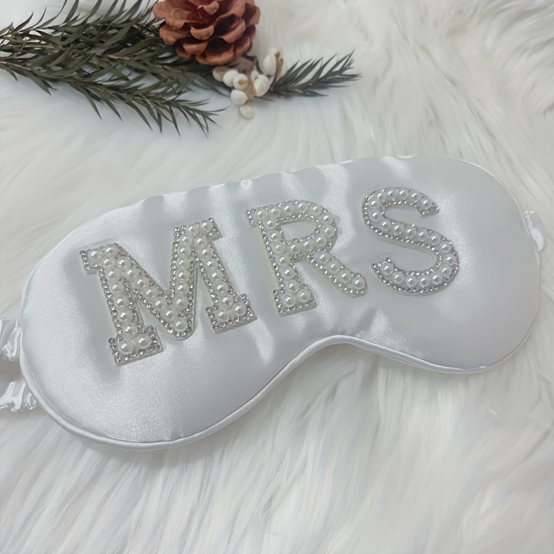 White Satin Rhinestone Eye Mask