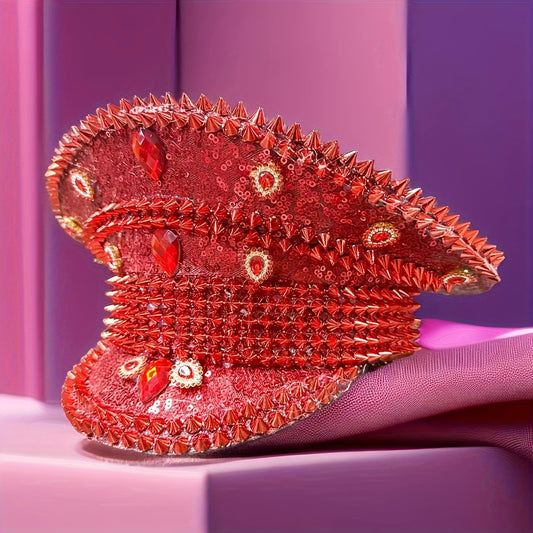 Scarlet Sailor – Red Gem & Sequin Captain Hat