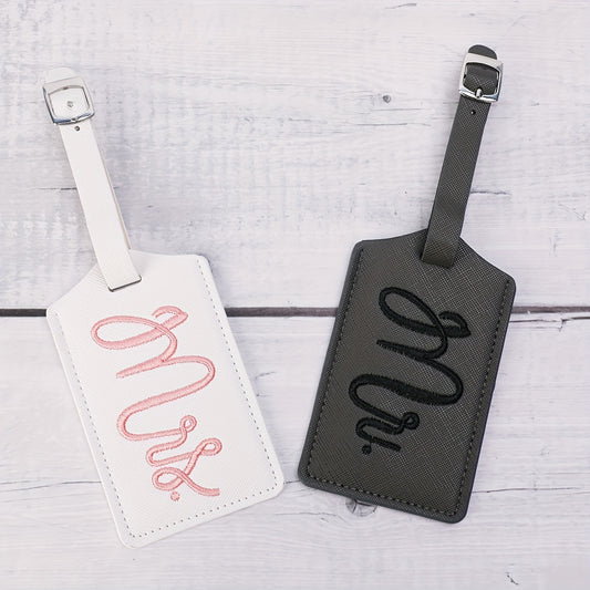 Honeymoon Bound – Mr. & Mrs. Gray & White Luggage Tag Set