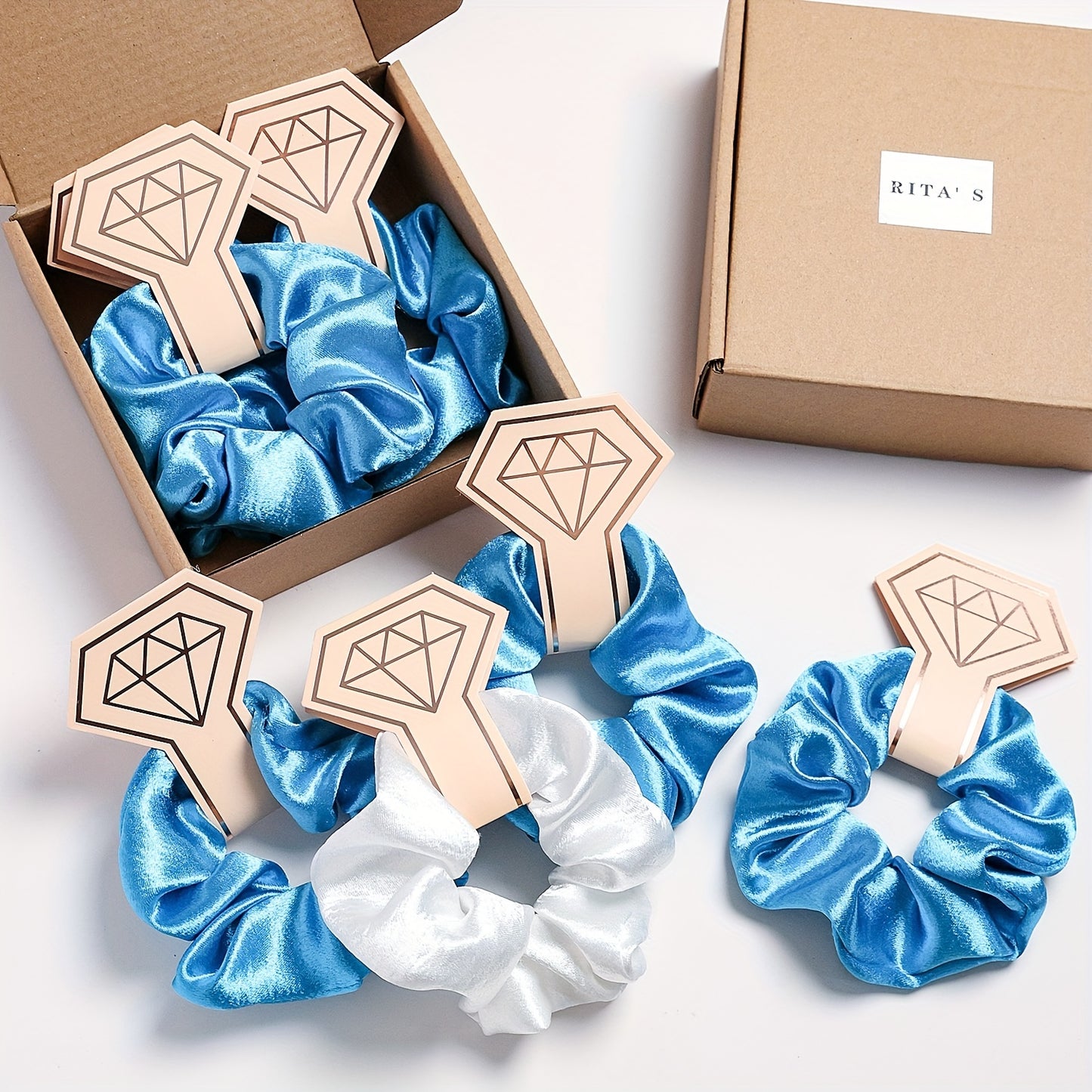 Blush & Bond – 7-Piece Bridesmaid Scrunchie Set for Wedding & Bachelorette Favors