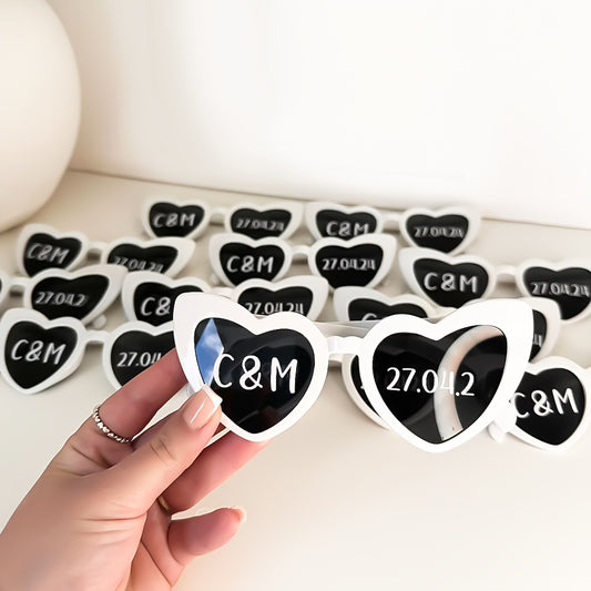 Love in Focus – 10-Piece Heart-Shaped Fashion Glasses Set with DIY Pens