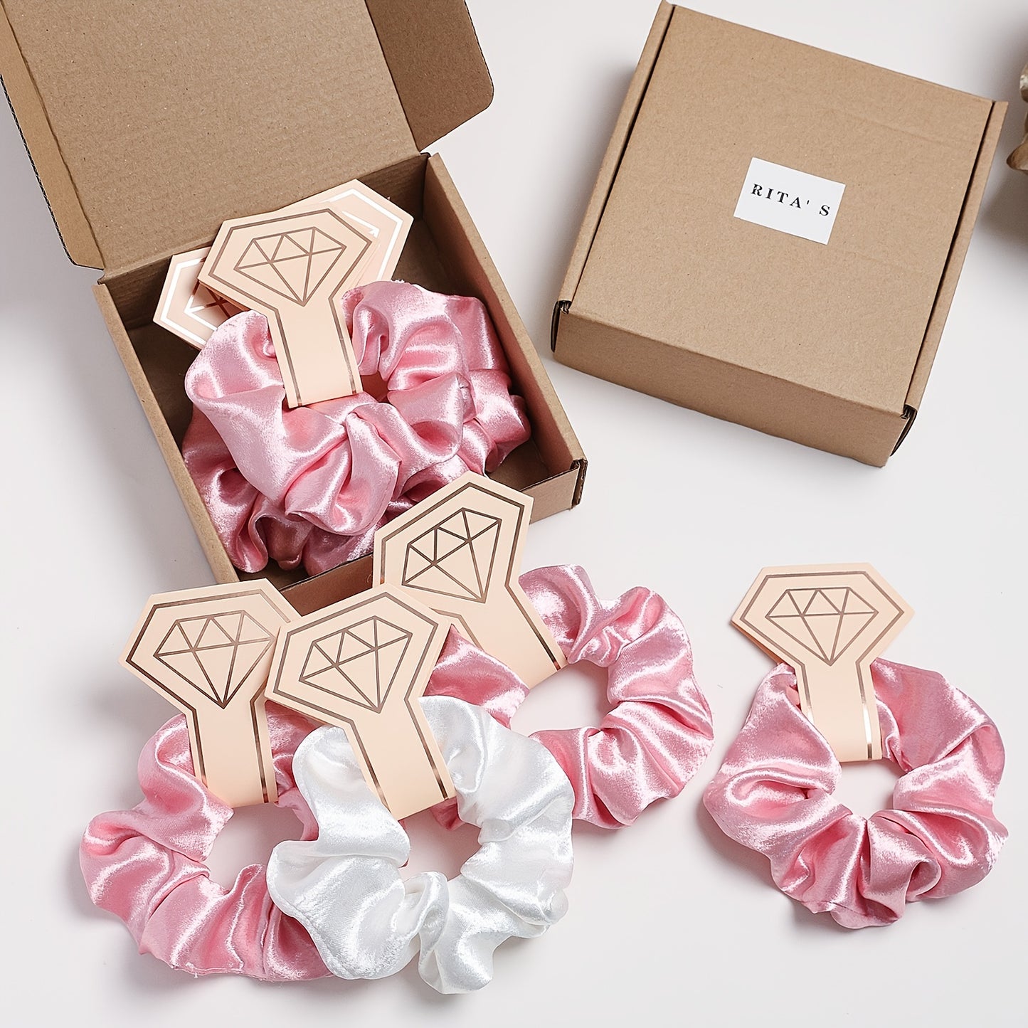 Blush & Bond – 7-Piece Bridesmaid Scrunchie Set for Wedding & Bachelorette Favors