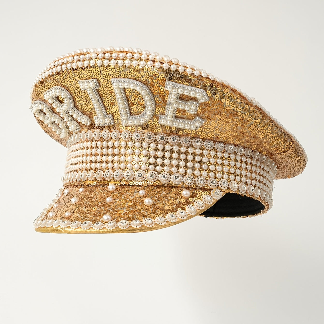 Sparkling Golden Sequin Bride Hat